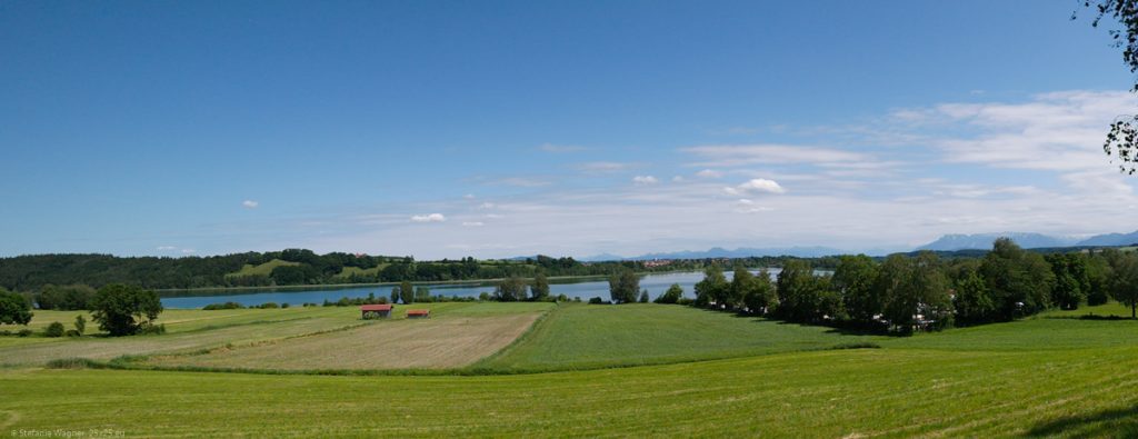 View towards the lake with the Alpes in the background