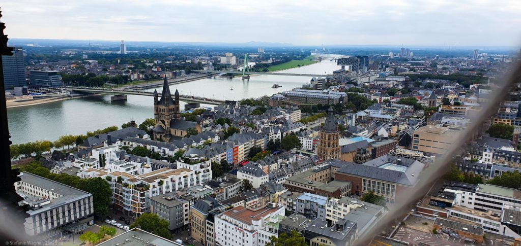 The Rhine going from left to the background, view across the city
