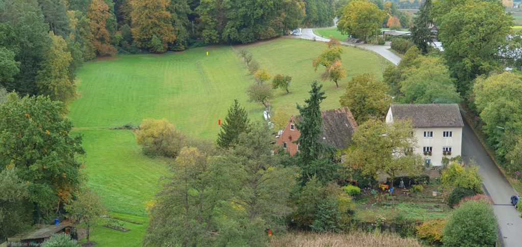 View from the castle towards the meadow